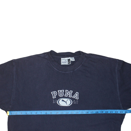 Puma Men's Navy Blue Cotton Crew Neck Short Sleeve T-Shirt L