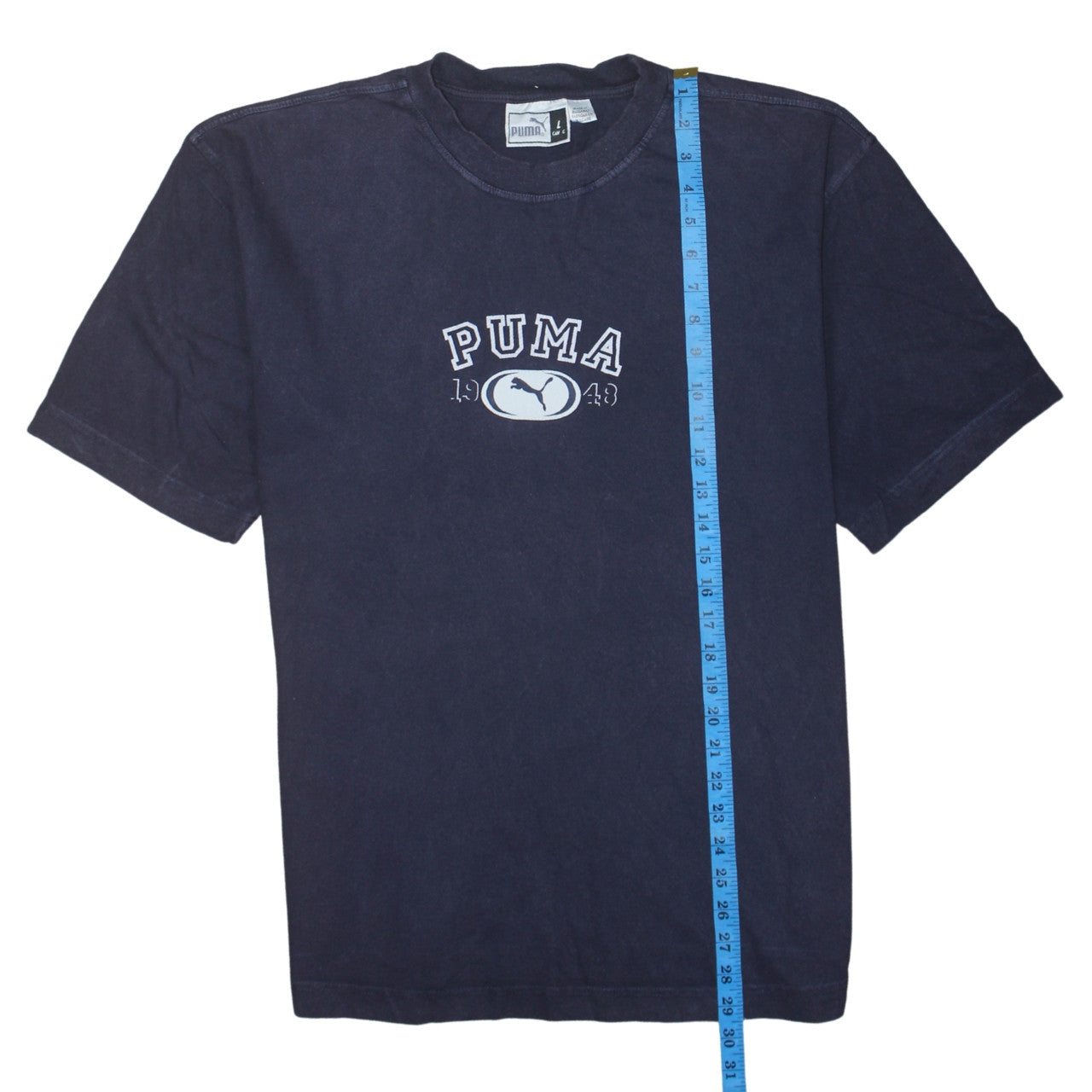 Puma Men's Navy Blue Cotton Crew Neck Short Sleeve T-Shirt L