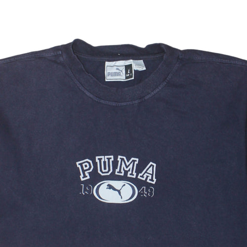 Puma Men's Navy Blue Cotton Crew Neck Short Sleeve T-Shirt L