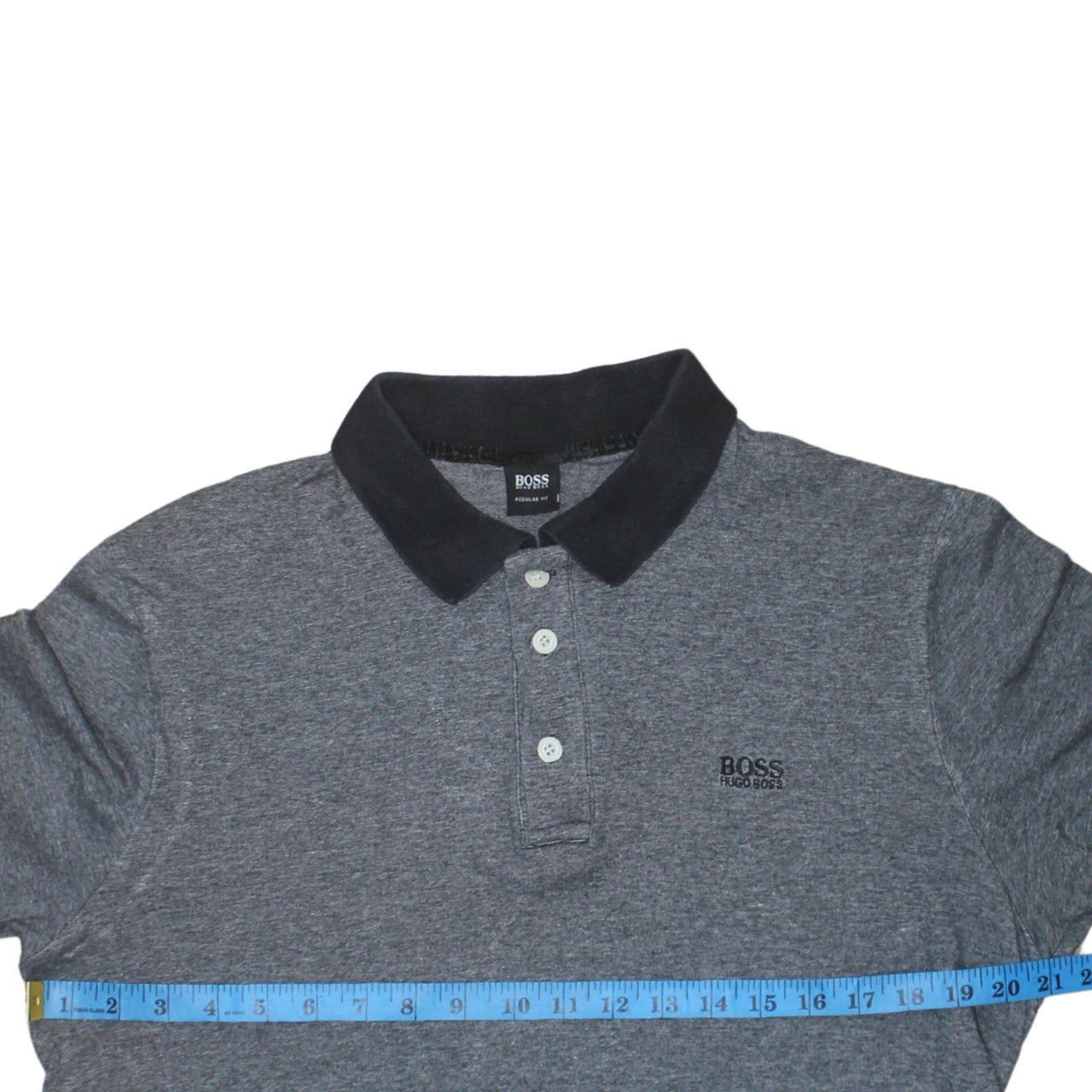 Hugo Boss Men's Grey Regular Fit Cotton Polo Shirt M