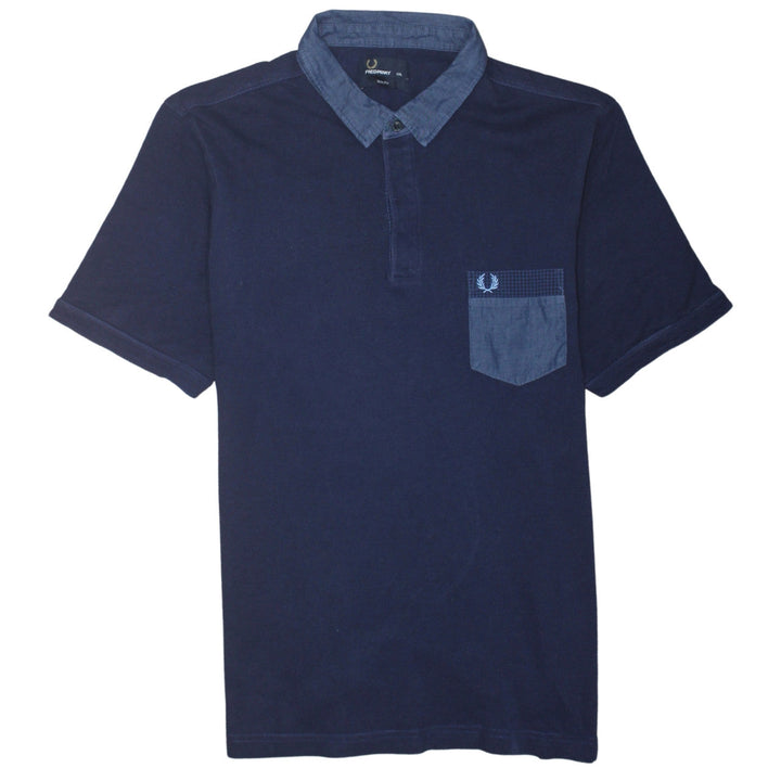 Fred Perry Men's Blue Slim Fit 2XL Polo Shirt with Denim Collar
