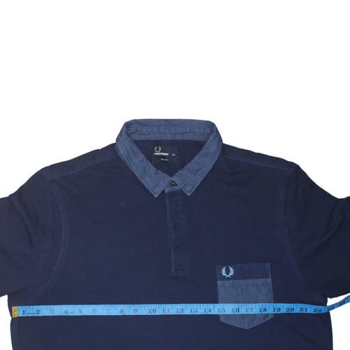 Fred Perry Men's Blue Slim Fit 2XL Polo Shirt with Denim Collar
