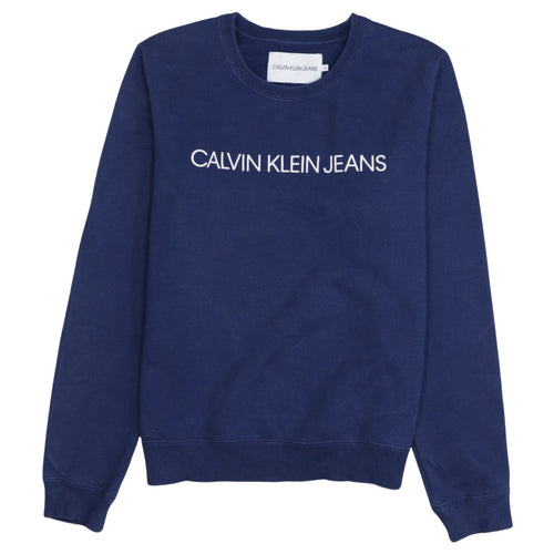 Calvin Klein Jeans Women's Navy Blue Logo Sweatshirt Size S