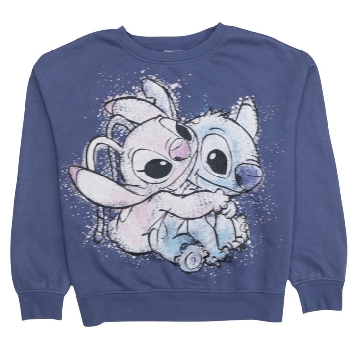 Disney Primark Cares Women Blue Stitch Sweatshirt Size S 10/12 Crew Neck