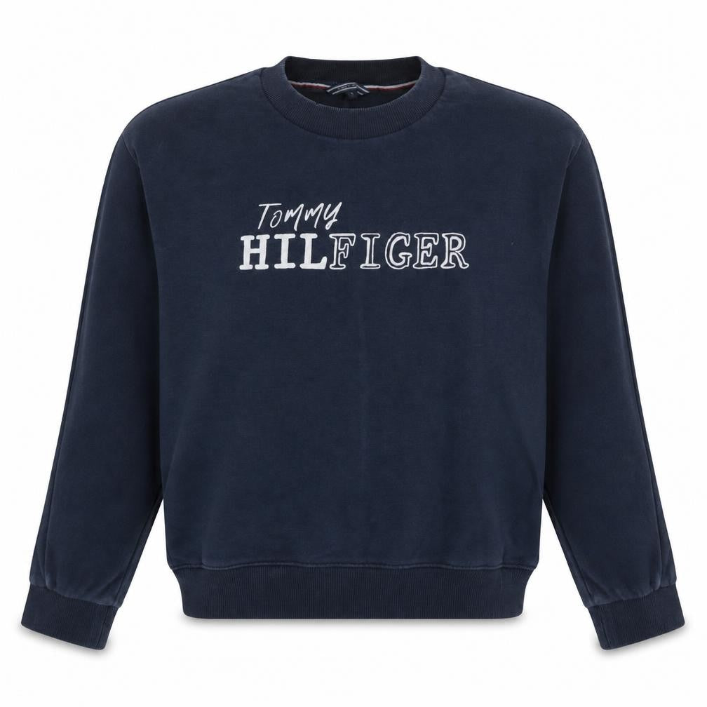 Front view of Tommy Hilfiger Women's Navy Blue Small Pullover Sweatshirt