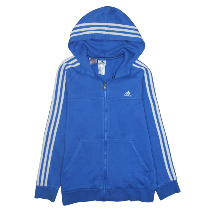 Adidas Boys Blue Full Zip Hoodie 13-14 Years Classic Sportswear
