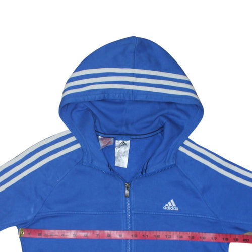 Adidas Boys Blue Full Zip Hoodie 13-14 Years Classic Sportswear