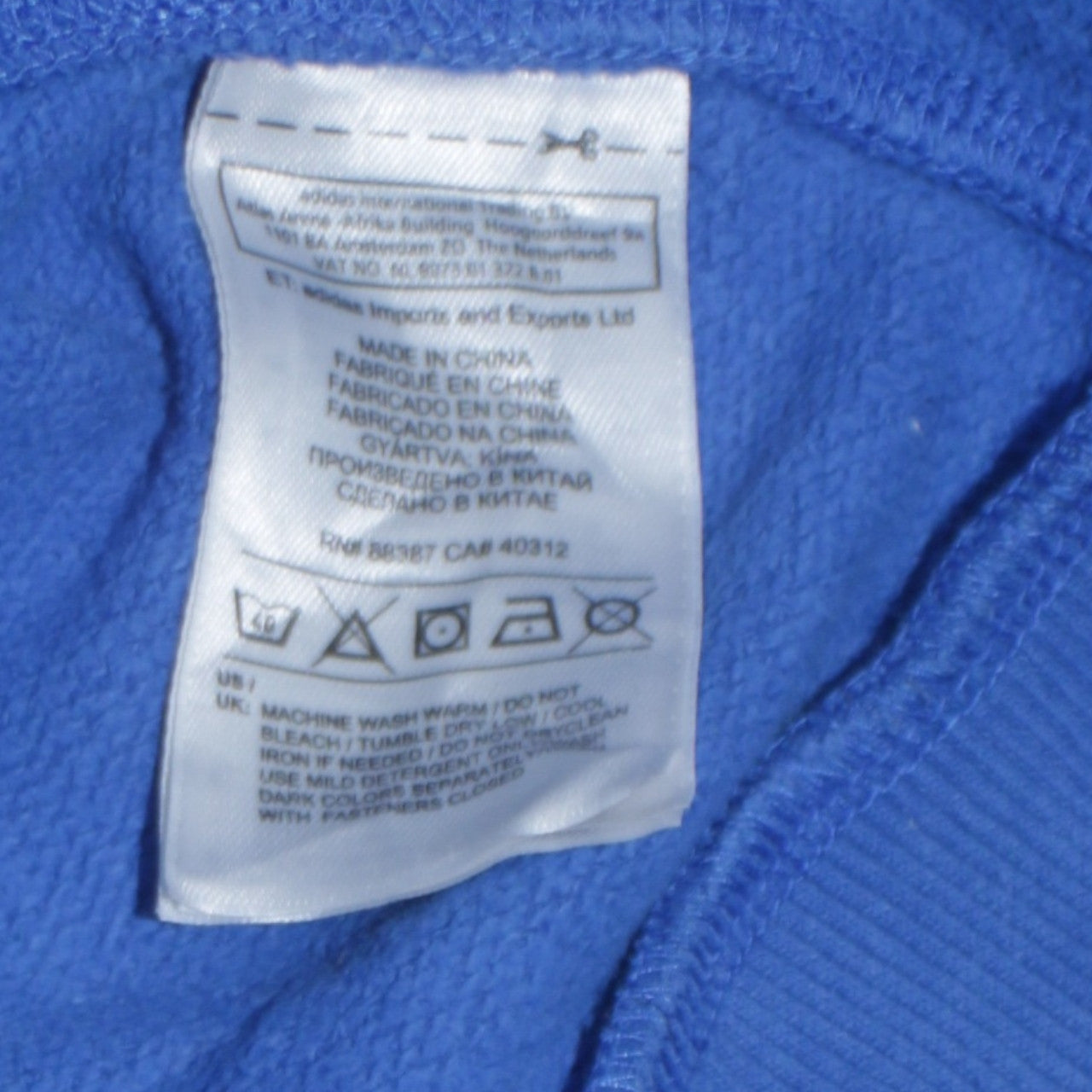 Adidas Boys Blue Full Zip Hoodie 13-14 Years Classic Sportswear