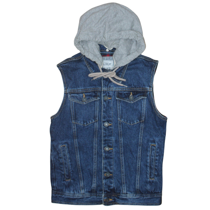 Pull & Bear Men's Blue Denim Hooded Waistcoat Size M