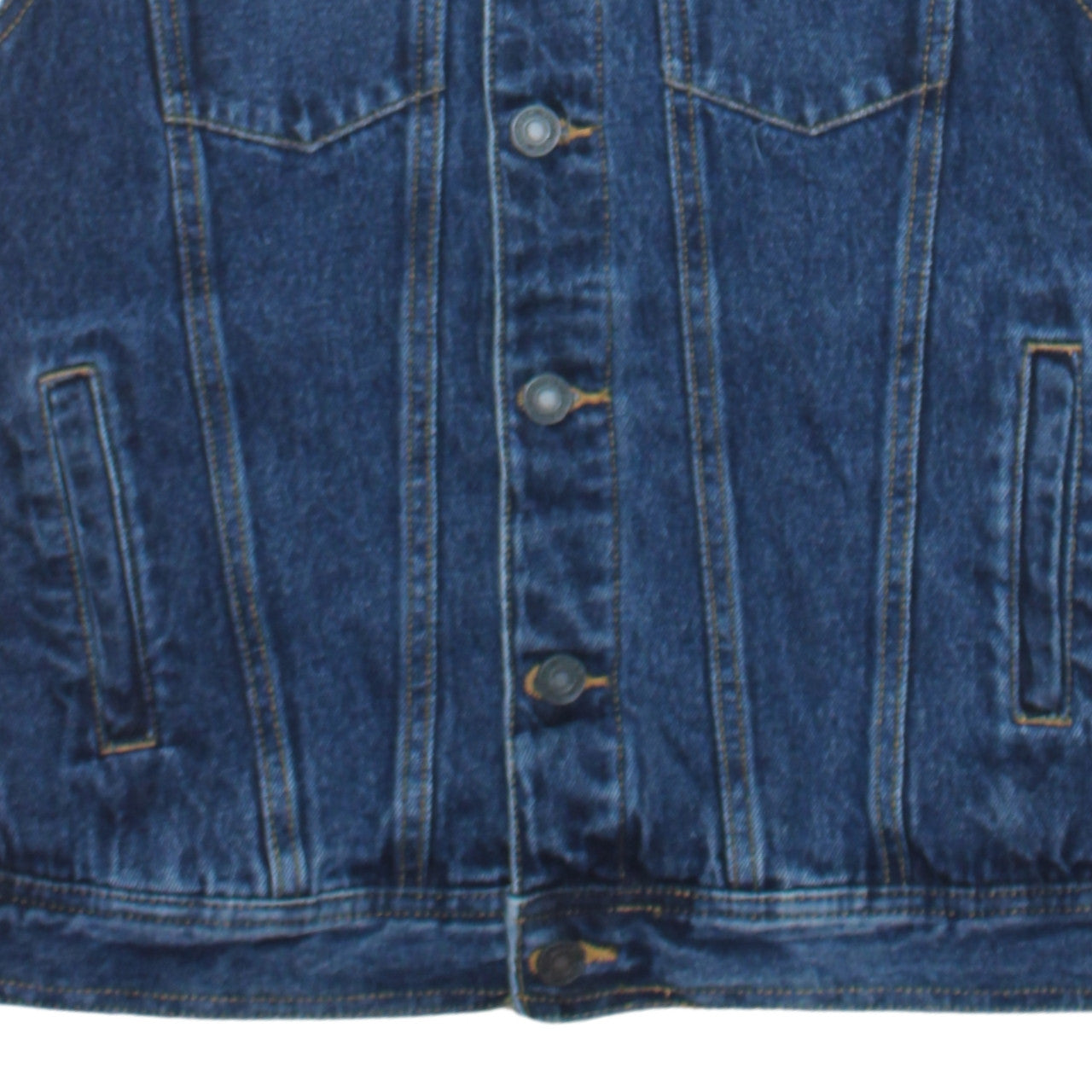 Pull & Bear Men's Blue Denim Hooded Waistcoat Size M