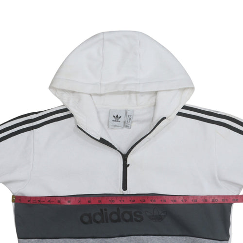 Adidas Mens White Grey 1/2 Zip Hoodie M Sports Regular Fit