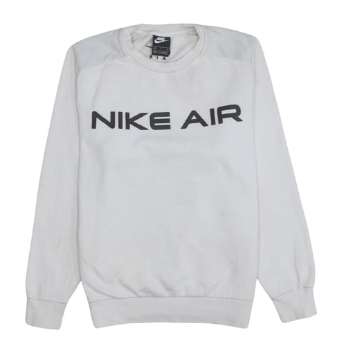 Nike Men’s White Pullover Sweatshirt S Logo Crew Neck Fleece