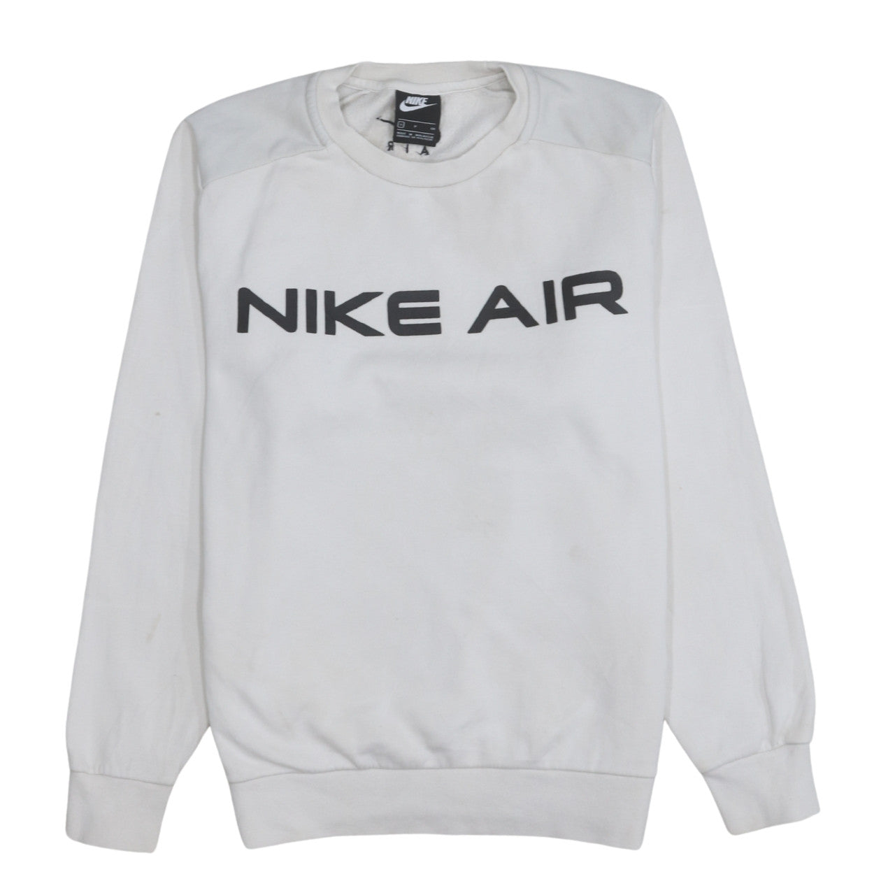 Nike Men’s White Pullover Sweatshirt S Logo Crew Neck Fleece
