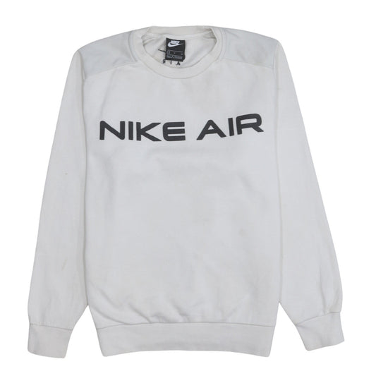 Nike Men’s White Pullover Sweatshirt S Logo Crew Neck Fleece