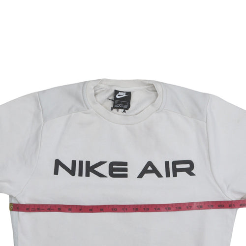 Nike Men’s White Pullover Sweatshirt S Logo Crew Neck Fleece