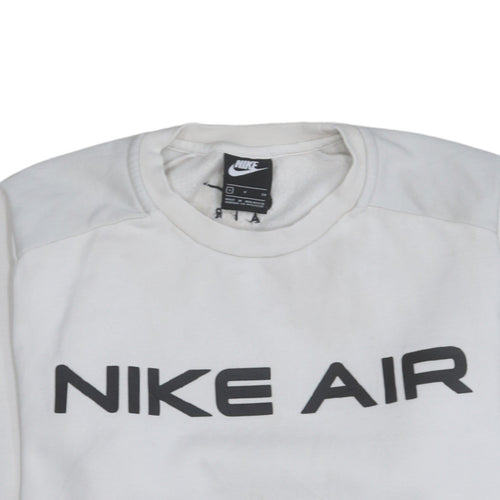 Nike Men’s White Pullover Sweatshirt S Logo Crew Neck Fleece