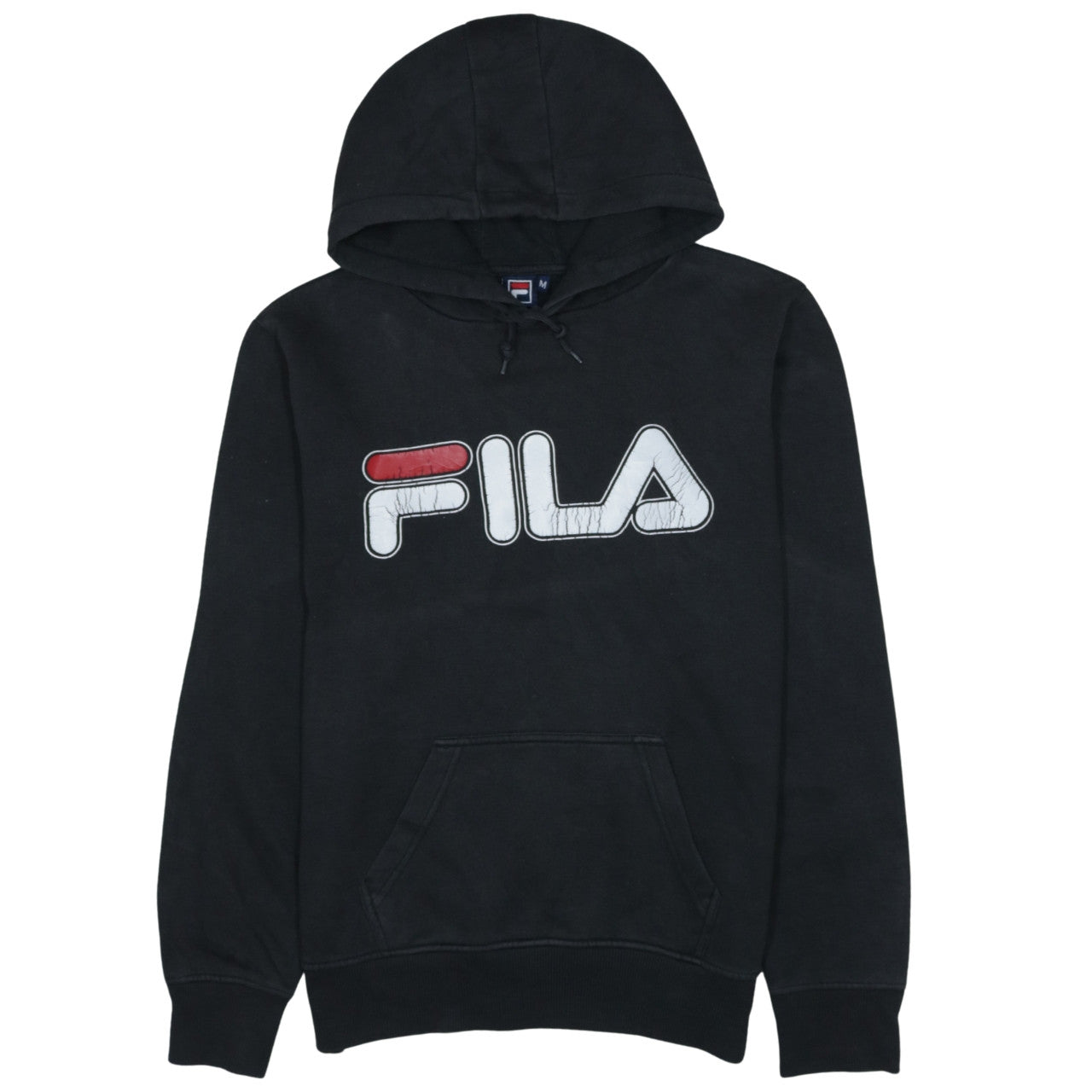 FILA Mens Black Pullover Hoodie Size M Graphic Logo Sportswear