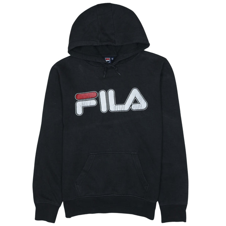FILA Mens Black Pullover Hoodie Size M Graphic Logo Sportswear
