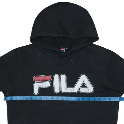 FILA Mens Black Pullover Hoodie Size M Graphic Logo Sportswear