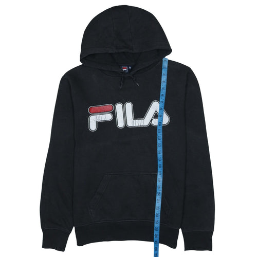 FILA Mens Black Pullover Hoodie Size M Graphic Logo Sportswear