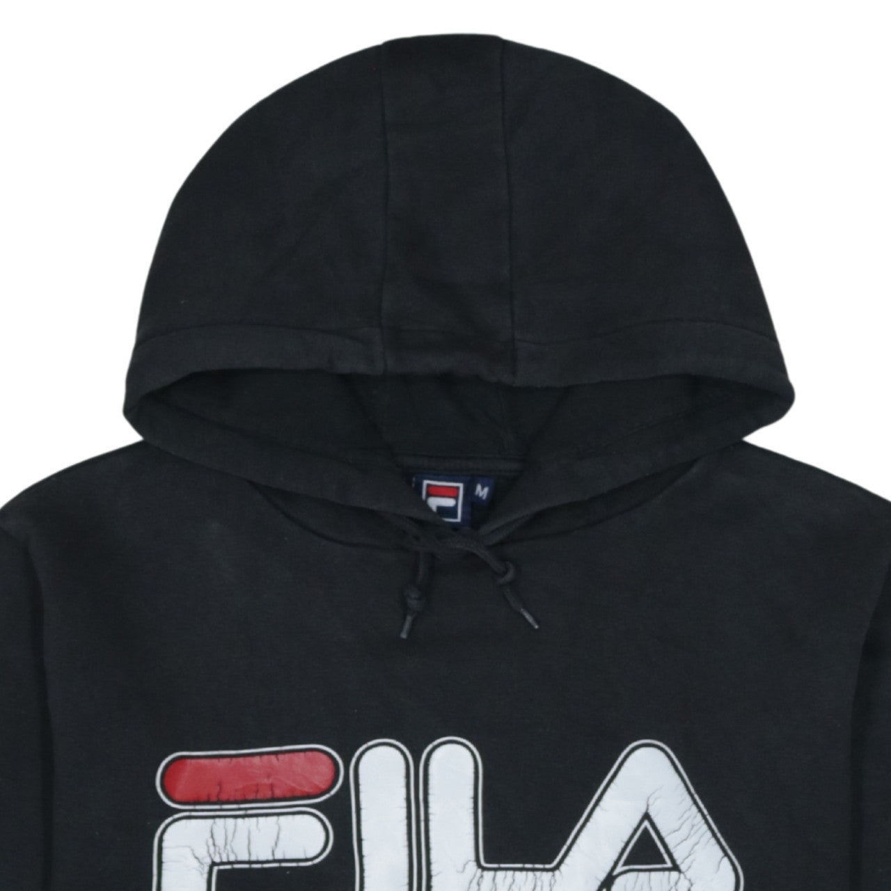 FILA Mens Black Pullover Hoodie Size M Graphic Logo Sportswear