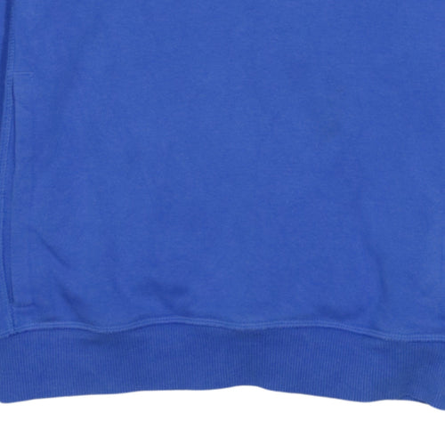Adidas Men's Blue XS Pullover Hoodie with Logo and Drawstring