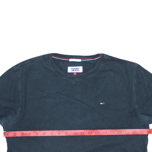 Tommy Jeans Men's Black Regular Fit Cotton Crew Neck T-Shirt S