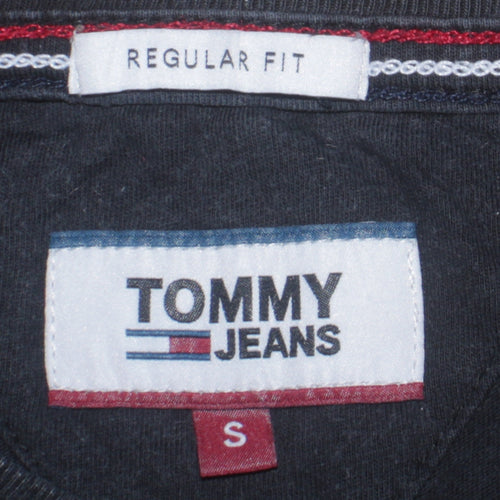 Tommy Jeans Men's Black Regular Fit Cotton Crew Neck T-Shirt S
