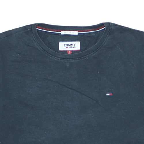Tommy Jeans Men's Black Regular Fit Cotton Crew Neck T-Shirt S