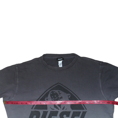 Diesel Men's Grey Logo Pullover Sweatshirt L Crew Neck Cotton