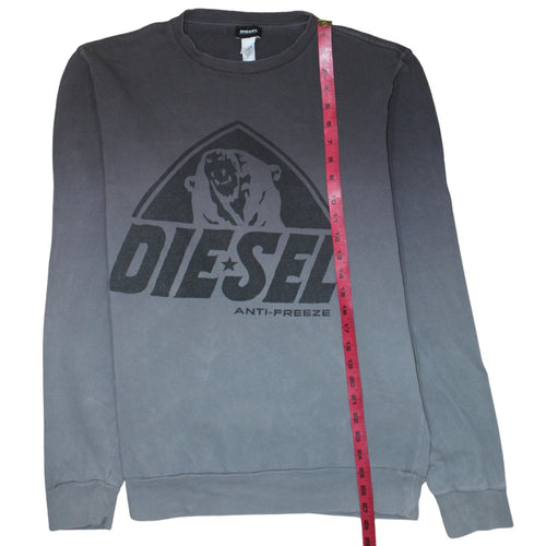 Diesel Men's Grey Logo Pullover Sweatshirt L Crew Neck Cotton