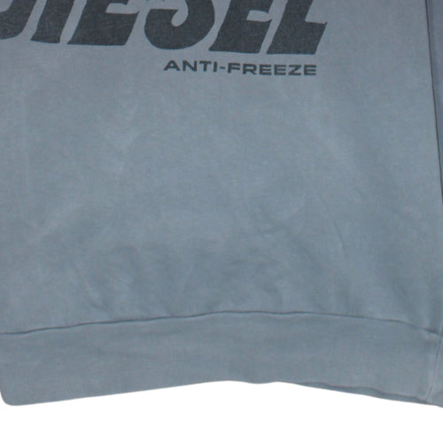 Diesel Men's Grey Logo Pullover Sweatshirt L Crew Neck Cotton