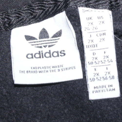 Adidas Women Black 2XL Pullover Hoodie Sweatshirt Cotton Blend