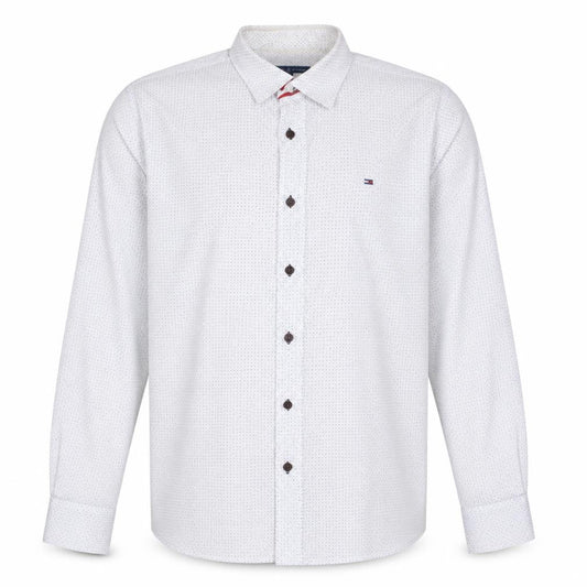 Front view of Tommy Hilfiger men’s white slim fit long sleeve button-up shirt xl