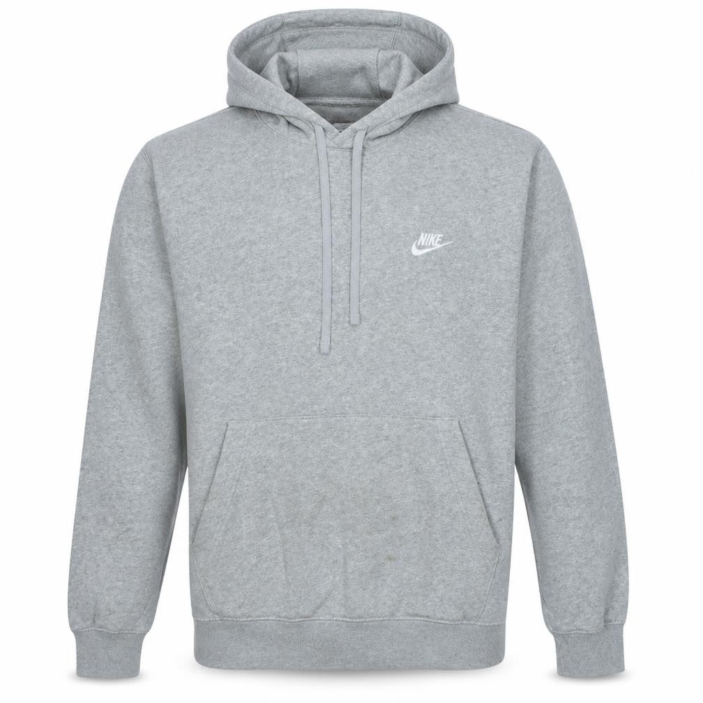 Front view of Nike Men's Grey Pullover Hoodie M Regular Fit Fleece Sweatshirt