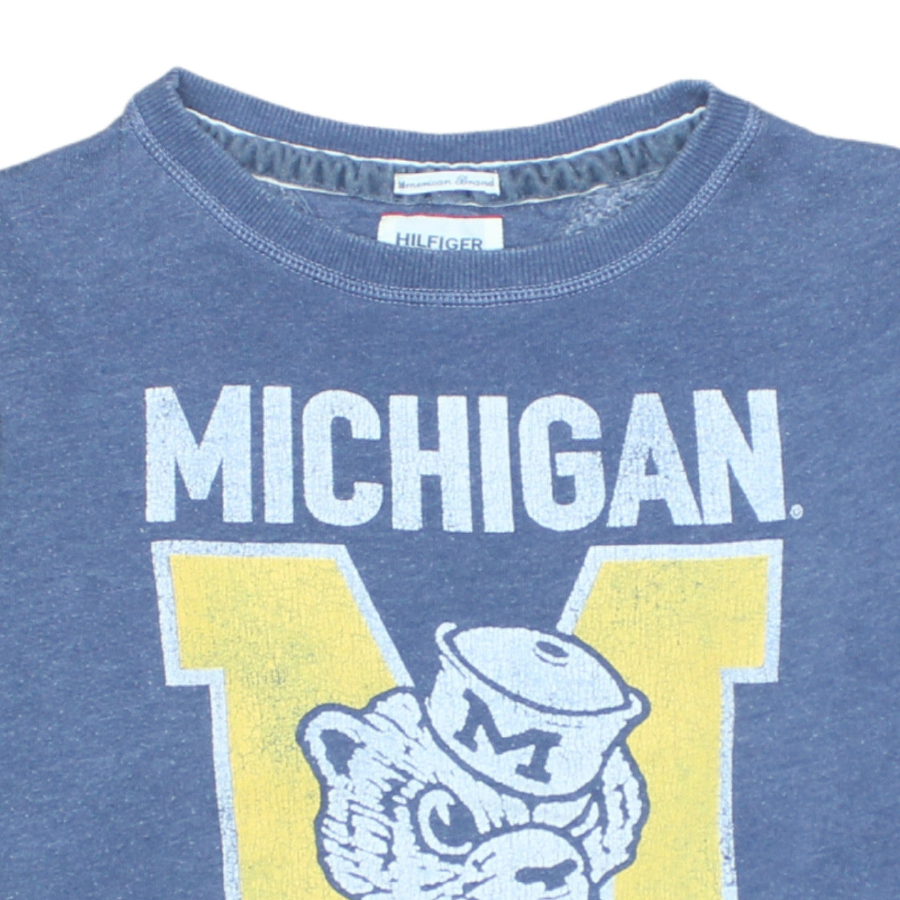 Tommy Hilfiger Men's Blue Michigan Wolverines Pullover Sweatshirt S