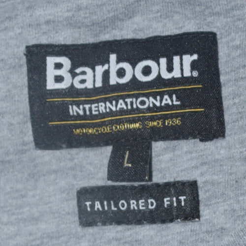Barbour International Men's Grey Crew Neck Tailored Fit T-Shirt Size L
