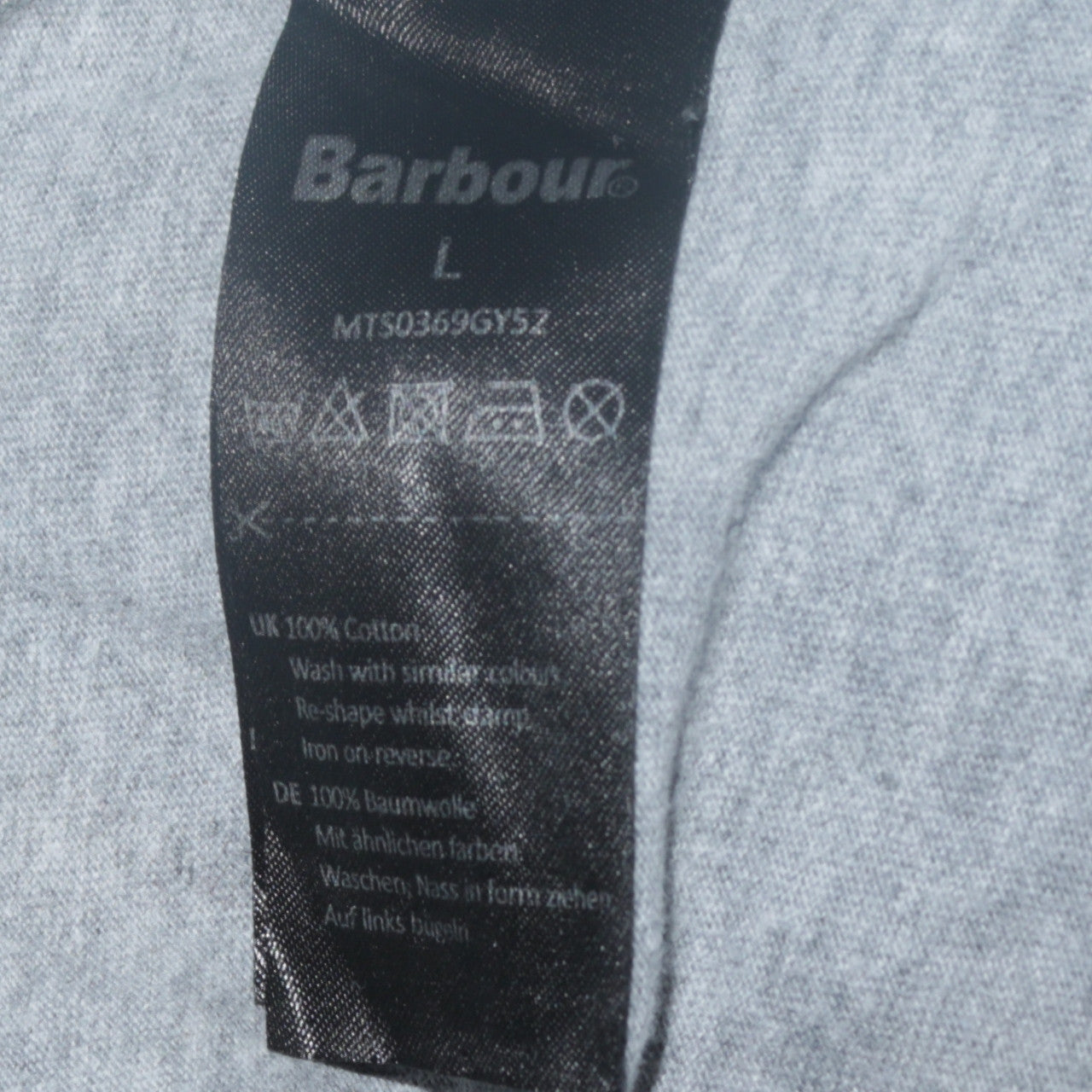 Barbour International Men's Grey Crew Neck Tailored Fit T-Shirt Size L