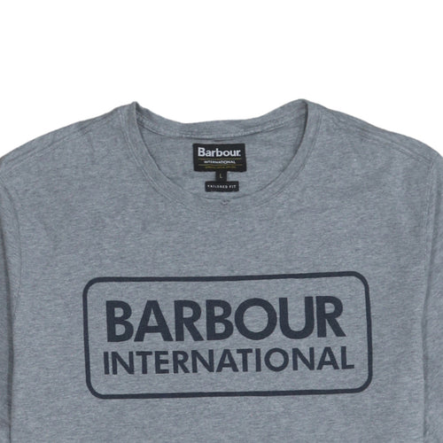 Barbour International Men's Grey Crew Neck Tailored Fit T-Shirt Size L