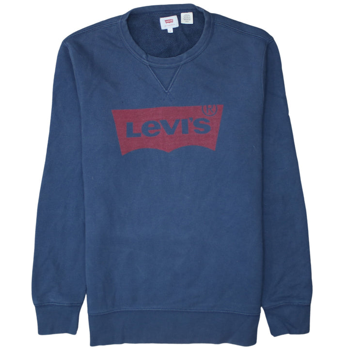 Levi's Men's Blue Crew Neck Logo Sweatshirt Size S Regular Fit