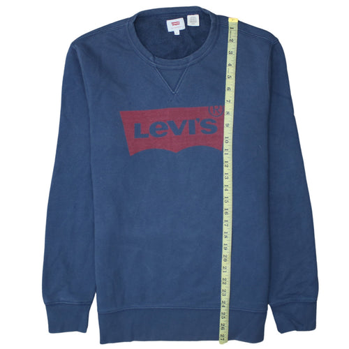 Levi's Men's Blue Crew Neck Logo Sweatshirt Size S Regular Fit