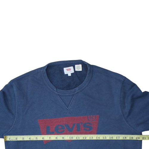 Levi's Men's Blue Crew Neck Logo Sweatshirt Size S Regular Fit