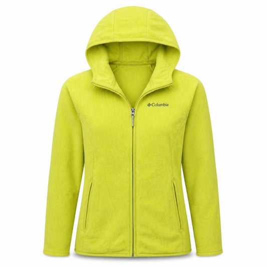 Columbia Womens Yellow Fleece Full Zip Hooded Jacket Size 12