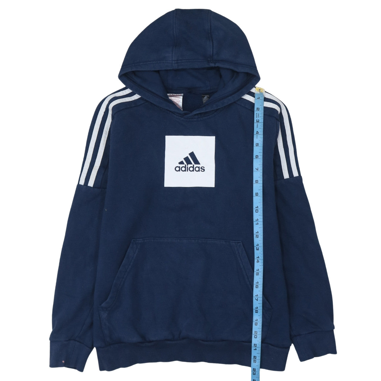 Adidas Boys Blue Pullover Hoodie 13-14 Years Fleece Logo Sportswear