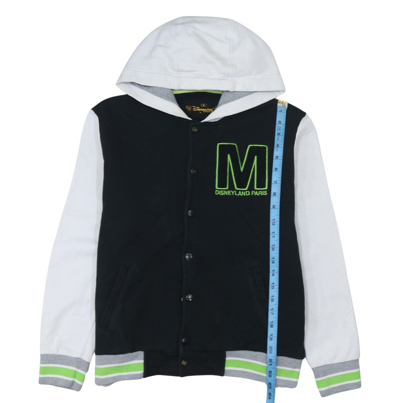 Disneyland Paris Men’s Black Hoodie S Mickey Mouse Embroidered Varsity Style