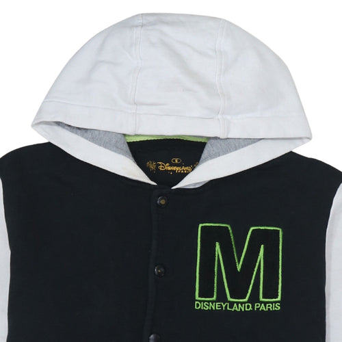 Disneyland Paris Men’s Black Hoodie S Mickey Mouse Embroidered Varsity Style