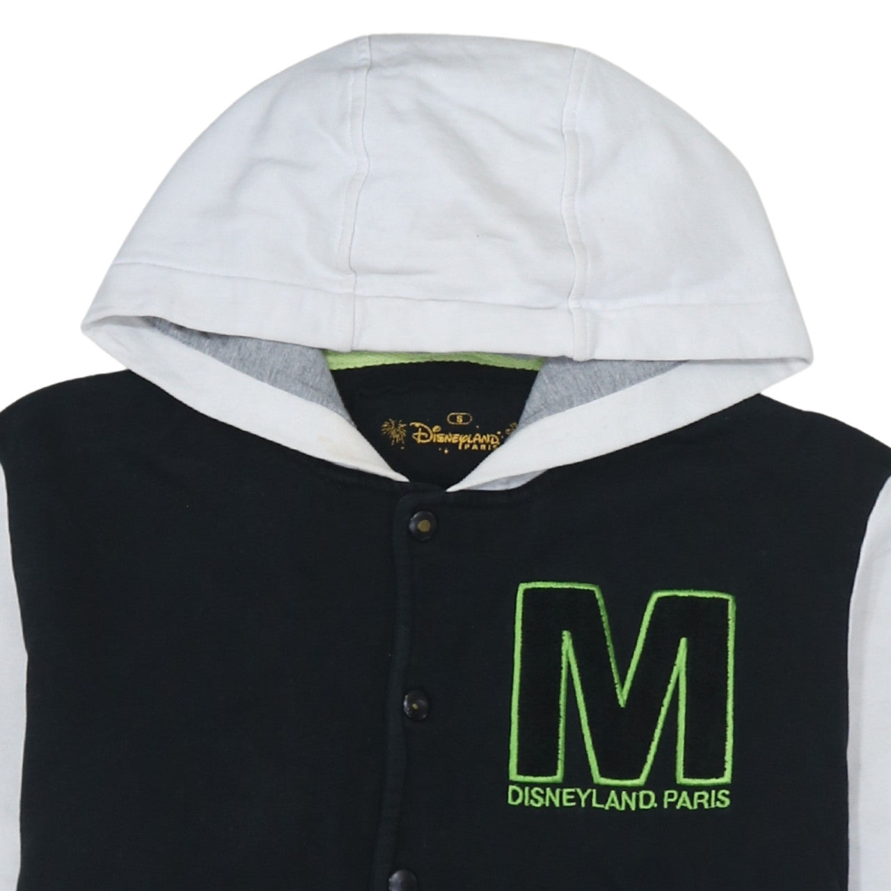Disneyland Paris Men’s Black Hoodie S Mickey Mouse Embroidered Varsity Style