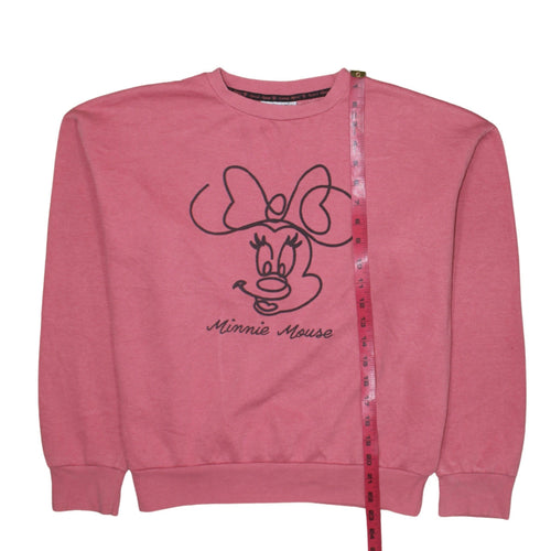 Disney Women Pink Minnie Mouse Crew Neck Sweatshirt Size 12/14