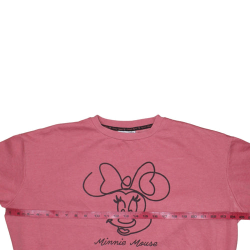 Disney Women Pink Minnie Mouse Crew Neck Sweatshirt Size 12/14