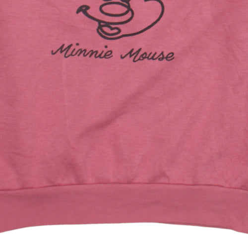 Disney Women Pink Minnie Mouse Crew Neck Sweatshirt Size 12/14
